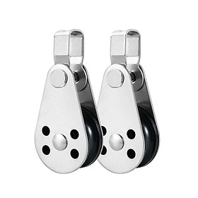 2pcs Rope Pulley Block 316 Stainless Steel Fixed Sheave for Marine Kayak Canoe