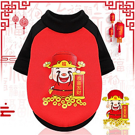 Áo nỉ tết họa tiết thần tài cho cưng