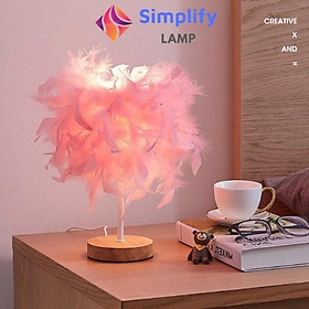 Mua Đèn ngủ để bàn lông vũ đế gỗ điều chỉnh được độ sáng  làm đèn decor  đèn trang trí cực đẹp S06