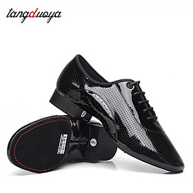 Giày khiêu vũ Latin bằng da chính hiệu Color: 2.5cm indoor black Shoe Size: 45