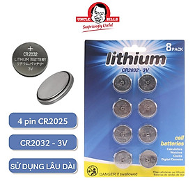 Mua Vỉ 8 pin Lithium  pin cúc áo CR2032 điện thế 3V Uncle Bills IB0082