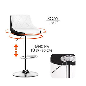 Ghế quầy bar cao cấp, bọc da đệm cao su non - Ghế cao phong cách Đương Đại,Xu Hướng Hiện Đại, Xoay Tròn,Tăng Giảm Độ Cao