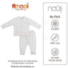 Bộ cài thẳng dài Nous xanh họa tiết ốc sên Newborn