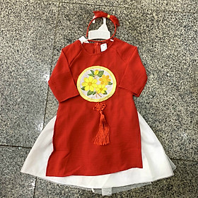 Set Áo Dài Tết Cho Bé Gái, Áo Dài Tết Cách Tân Trẻ Em Họa Tiết, Áo Dài Tết Đẹp