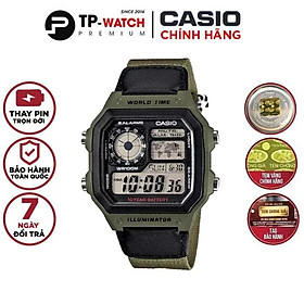 Hình ảnh Đồng Hồ Casio Nam Dây Da Phối Vải AE-1200WHB-3BVDF