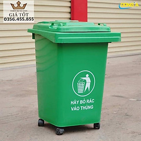 Mua Thùng rác nhựa công cộng 60l 4 bánh xe màu xanh ( hàng nhập khẩu )
