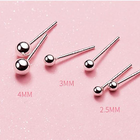 Khuyên tai bông tai nữ bạc s925 basic đầu bi size