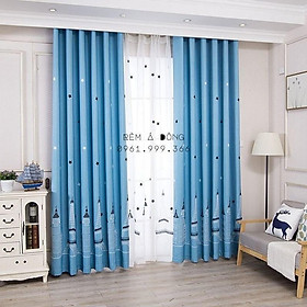 Mua Rèm vải bé trai họa tiết tháp Eiffels ngộ nghĩnh - CÓ SẴN