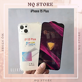 Ốp lưng và cường lực cho iPhone 15 Plus - Loại trong suốt chống sốc 4 góc ( hàng chính hãng)