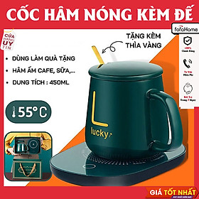 Mua Cốc Hâm Nóng  Bộ Ly Sứ Kèm Đế Điện Hâm Nóng Trà  Cafe  Hâm Sữa + Tặng Kèm Thìa Vàng  Hộp Sang Trọng  Bộ Cốc Sứ Tiện Lợi