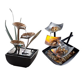 2pcs Relaxation Indoor Tabletop Water Fountain Desktop Decoration EU Plug