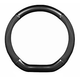 Bọc vô lăng TTAUTO kiểu dáng D Cut cho xe ô tô từ 4 đến 7 chỗ chất liệu da vân carbon cao cấp (Đen)