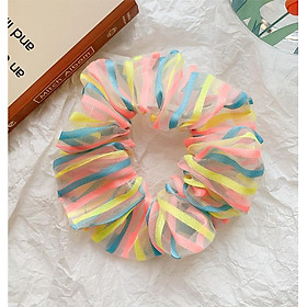 Dây buộc tóc Scrunchie kẻ ngang mầu sắc dễ thương HD83