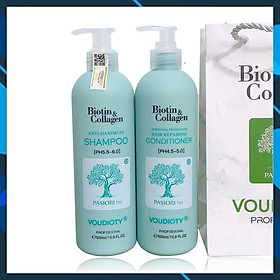 BỘ DẦU GỘI XẢ VOUDIOTY ANTI-DANDRUFF BIOTIN & COLLAGEN XANH BIỂN NEW 2022 NGĂN GÃY RỤNG CHO TÓC GÀU NGỨA 500ML*2 (BỘ NHỎ)