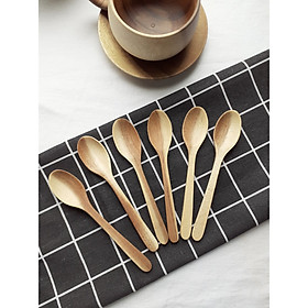 Mua Bộ 6 thìa  muỗng GỖ KEO nhỏ màu gỗ sáng 13 5cmx2 5cm - TG05