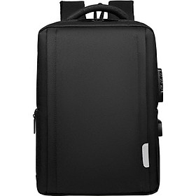 Balo đựng Macbook, Laptop 15.6 inch khóa mật mã, khe cắm tai nghe kèm cáp sạc ẩn