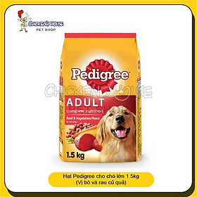 HẠT PEDIGREE Thức ăn khô cho chó lớn dạng hạt vị bò và rau củ 1.5kg (1 túi) DATE 2023