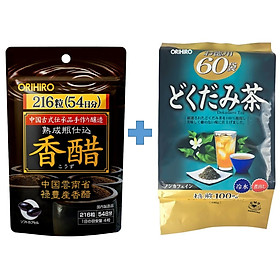 Combo Giấm đen hỗ trợ giảm cân Orihiro và Trà diếp cá thải độc Dokudami Orihiro Nhật Bản