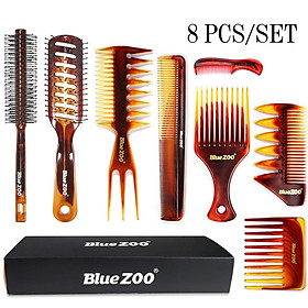 BlueZOO Plastic Comb Kit Detangling Hair Comb Set Wide Tooth Comb Anti-static Massage Comb for Hairdressing & Styling