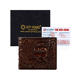 HC2241 - Bóp nam Huy Hoàng da cá sấu nguyên con màu nâu đất