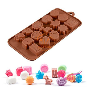 Khuôn silicon làm thạch rau câu, chocolate, làm bánh 15 hình con vật / voi ngựa mặt trời lá love eiffel