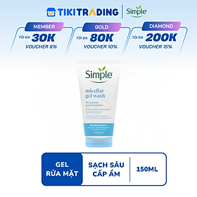 [ND][HSD: 28.05.2027] Gel Rửa Mặt Simple Dưỡng Ẩm Cho Da Dạng Gel Water Boost Micellar Facial Gel Wash 150ml