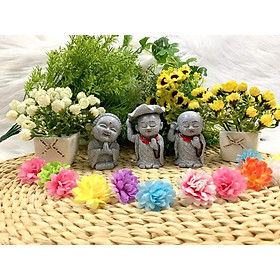 Mua Full Set Bộ 3 Tượng Chú Tiểu Đội Lá Sen Màu Đá