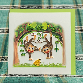 Thiệp Giấy Xoắn Động Vật - Khỉ Vui Vẻ - CNA1513