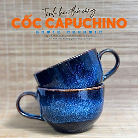 Cốc CAPUCHINO xanh men hỏa biến cao cấp Gomie Ceramic, an toàn sức khỏe.