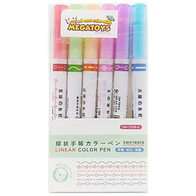 Bộ 6 Bút Đánh Dấu Ghi Chú Họa Tiết Bông Hoa - DM-7008-6