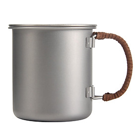 Ultralight 450ml Titanium Coffee Cup Tea Cup Water Mug with Foldable Handles for Home Outdoor Camping & Picnic