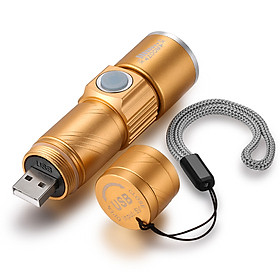 Đèn pin mini cầm tay siêu sáng, cổng sạc USB tiện dụng M5 ( Tặng kèm 03 nút kẹp cao su đa năng ngẫu nhiên )