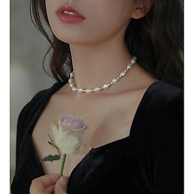 Dây Chuyền Choker Ngọc Trai Thật Mix Bi Bạc s925, Vòng Cổ Ngọc Trai Nước Ngọt - Trường Thịnh Ngọc Trai