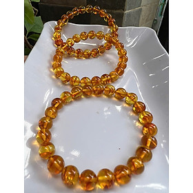 Vòng Hổ Phách Nữ Màu Vàng size hạt 8mm đẹp xuất sắc hợp các Chị em mệnh Kim mệnh Thổ mệnh Thủy đeo nhé