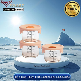 Mua Bộ 3 hộp thủy tinh đựng thức ăn dặm cho bé Lock&Lock 230ml x 3 hộp LLG508S3 - Hàng chính hãng  có vạch chia - Hapos