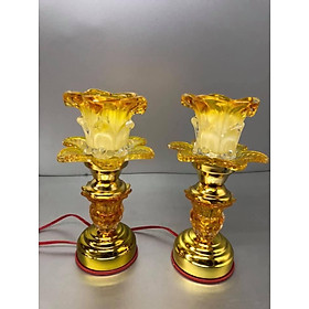 Mua Đèn thờ điện mẫu cánh hoa thủy tinh KH17662