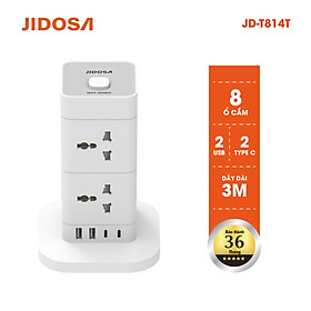 Ổ Cắm Điện JIDOSA Tích Hợp Ổ USB Và Type C Hình Tháp Đa Năng Công suất 3000w Thiết Kế Thông Minh