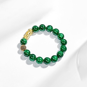 Vòng Tay Nam Đá Thiên Nhiên Phối Charm Tỳ Hưu Bạc Mạ Vàng 24K 12mm - Ngọc Quý Gemstơnes