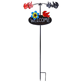 Iron Welcome Sign Wind Spinner Housewarming Gift for Farmhouse Porch Lawn Yard Decoration