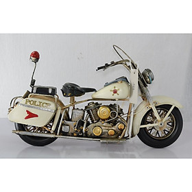 Mô hình kim loại xe Mô tô Cảnh sát trưng bày/ Vintage Metal Motorcycle Police Handmade Decoration (1904E-7890)