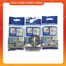 Mua   Combo 3 hộp  Nhãn In đa lớp Tz2-131 - Đen nền trong 12mm x 8m - Hàng nhập khẩu