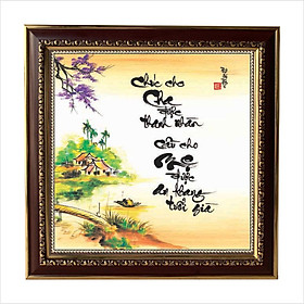 Tranh Thư Pháp MONG CHA MẸ SỐNG LÂU V44-15 (46 x 46 cm) Thế Giới Tranh Đẹp