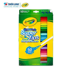 Bộ 50 màu bút lông nét mảnh - nét đậm có thể rửa được Crayola Supertips Washable Marker