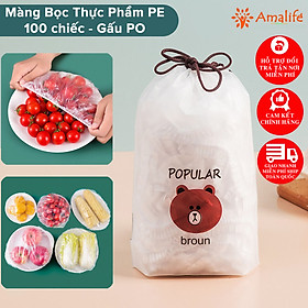 Mua Bộ 100 Túi Màng Bọc Thực Phẩm Thông Minh PE An Toàn Túi Gấu Có Chun Bọc Đồ Ăn Co Giãn Siêu Dai Cao Cấp Chính Hãng Amalife