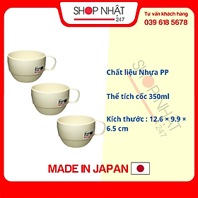 Combo 3 Cốc uống nước dáng thấp Inomata màu trắng sữa nội địa Nhật Bản