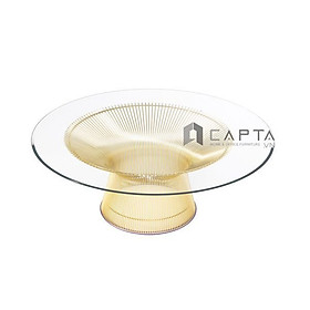 Mua Bàn sofa mặt kính cường lực TS PLATNER GOLD 08 Bàn tiếp khách mặt kính 8 ly chân sắt mạ vàng gold