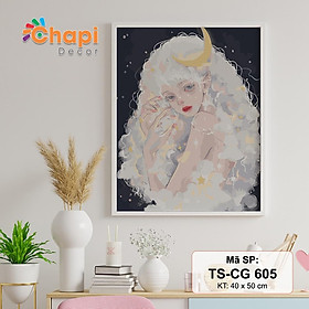 Mua Tranh tô màu theo số Nàng Thơ Đáng Yêu Size 40x50cm đã căng khung