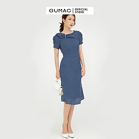 Đầm dáng ôm tay ngắn phụ kiện GUMAC DB618