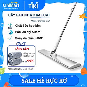 Cây Lau Nhà Thông Minh Hợp Kim Cao Cấp, Chổi Lau Nhà 360 Độ Lau Sạch Vắt Khô DAMAS CT2 - Bản Lau To Giúp Lau Sạch Nhanh Chóng, Khớp Xoay 180 Độ Linh Hoạt - Tự Động Gấp Gọn Tiện Lợi, Tích Hợp Thanh Lược Chải Làm Sạch Bông Lau Dễ Dàng Mà Không Cần Động Tay