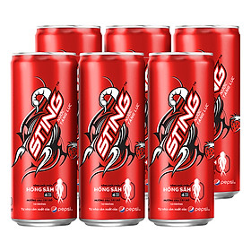 Lốc 6 Lon Nước Giải Khát Sting Đỏ Dâu (330ml / Lon)